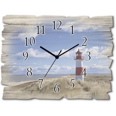 Wanduhr ARTLAND "Leuchtturm Sylt" Wanduhren Gr. B/H/T: 40 cm x 30 cm x 0,6 cm, Funkuhr, blau Wanduhren