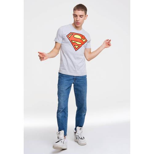 T-Shirt LOGOSHIRT ""SUPERMAN - LOGO"" Gr. L, grau Herren Shirts mit Superhelden-Logo