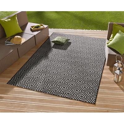 Teppich HANSE HOME "Karo" Gr. 6, schwarz, B:200cm H:8mm L:290cm, Kunstfaser, Teppiche, In- & Outdoor, Läufer, Wetterfest, Raute, Balkon, Garten, Flur Image
