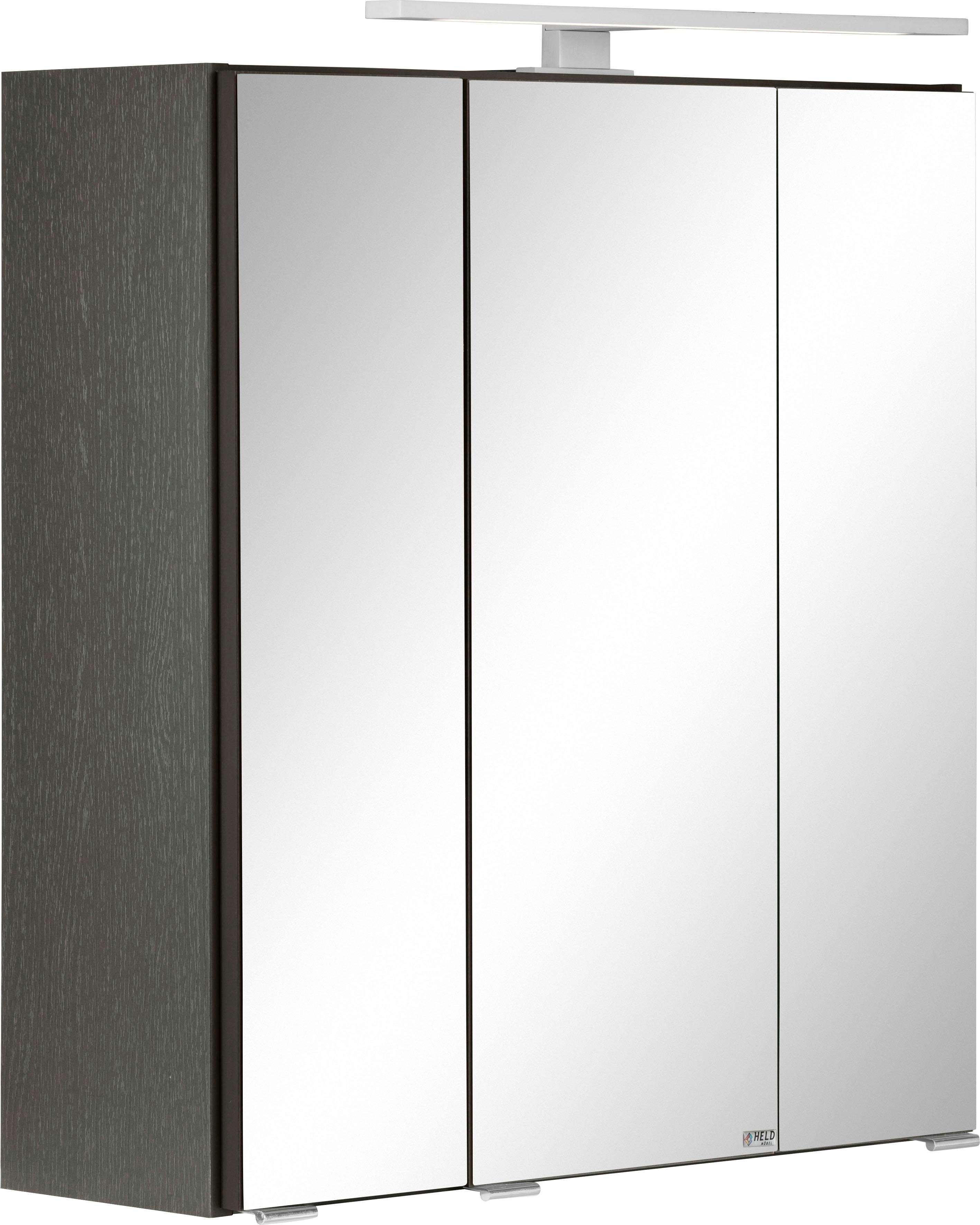 Spiegelschrank WELLTIME "Ohio", grau (graphit, graphit), B:60 H:64 T:20, Schränke, mit LED Beleuchtung Image
