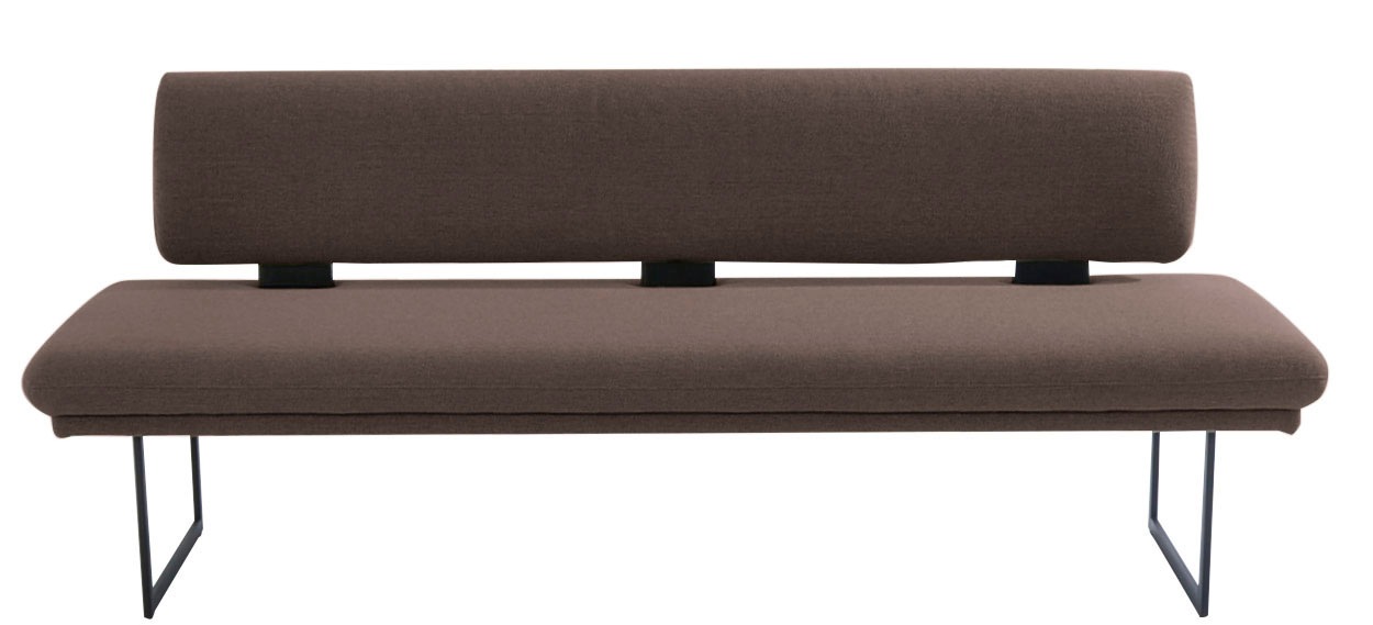 Polsterbank K+W KOMFORT & WOHNEN "Longbeach", braun (dunkelbraun), B:224cm H:89cm T:71cm, Sitzbänke, mit Metallkufen in schwarz Struktur, in der Breite 204cm oder 224cm Image
