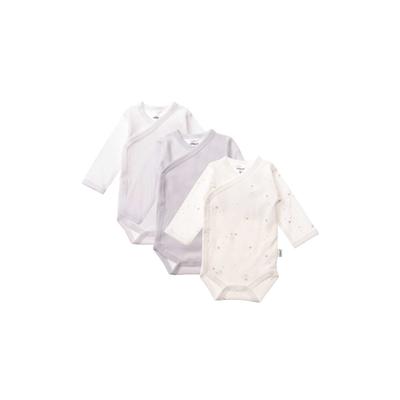 Body LILIPUT, Baby, Gr. 44, EURO-Größen, grau (weiß, grau), 100% Baumwolle, mehrfarbig, casual, kurz, Langarm, Bodies, mit niedlichem Design