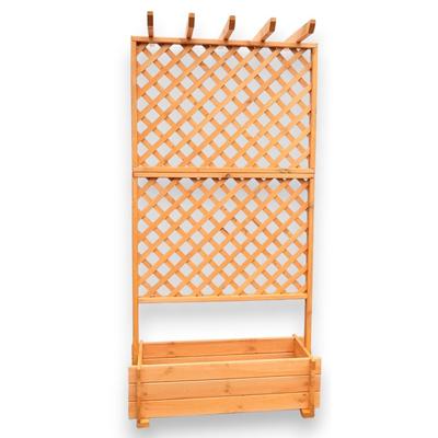 Spalier PROMADINO, braun (honigbraun), B:102cm H:200cm T:65cm, Holzwerkstoff, Rankhilfen, Pergola mit Pflanzkasten, BxTxH: 102x65x200 cm Image