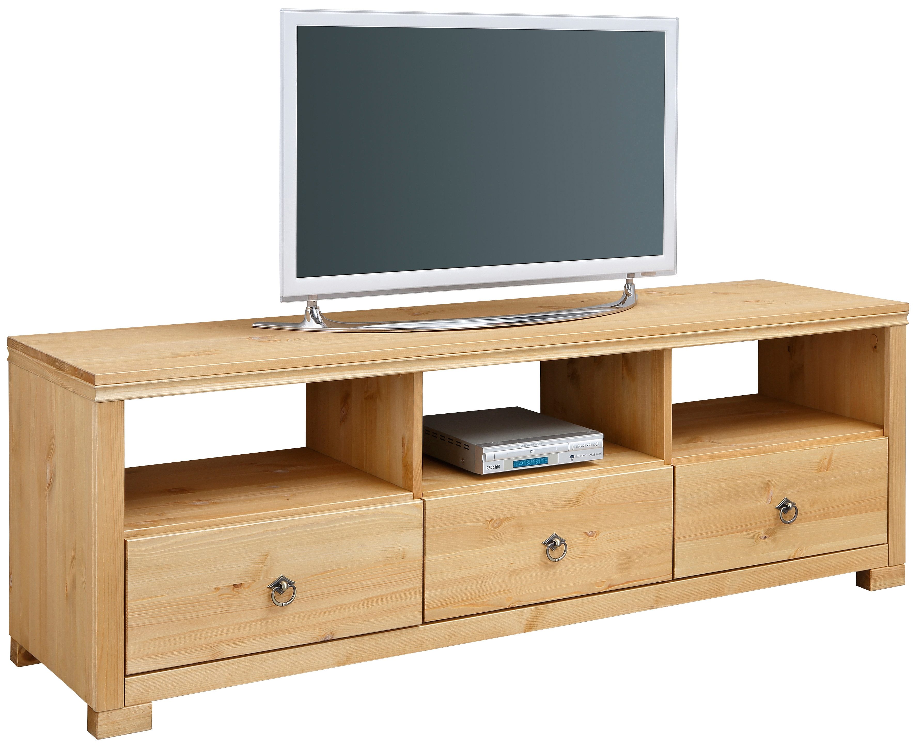 TV-Board HOME AFFAIRE "Gotland", beige (gelaugt geölt), B:147cm H:51cm T:40cm, Sideboards, Breite 147 cm, mit Schubladen und offenen Fächern, Massivholz, FSC