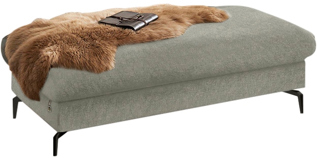 Polsterhocker W.SCHILLIG, grau (stone r66), B:141 H:42 T:70, Chenille-Flachgewebe R66 (85% Polyester, 15% Nylon), Hocker, Füße in Schwarz pulverbeschrichtet Image