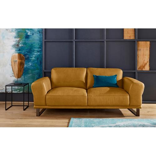„2-Sitzer W.SCHILLIG „“montanaa““ Sofas Gr. B/H/T: 192 cm x 78 cm x 94 cm, Longlife Xtra-Leder Z69, gelb (kurkuma z69) 2-Sitzer Sofas mit Metallkufen in Bronze pulverbeschichtet, Breite 192 cm“