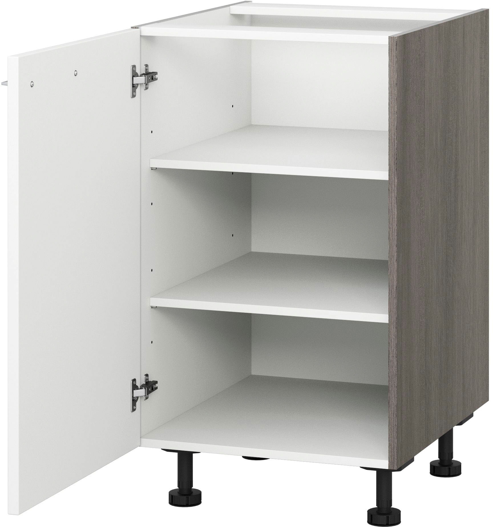 Unterschrank KOCHSTATION "KS-Trea U50", weiß (weiß, eichefarben grau), B:50cm H:75cm T:56cm, Schränke, mit zwei Einlegeböden, Breite 50 cm, Höhe 75 cm Image