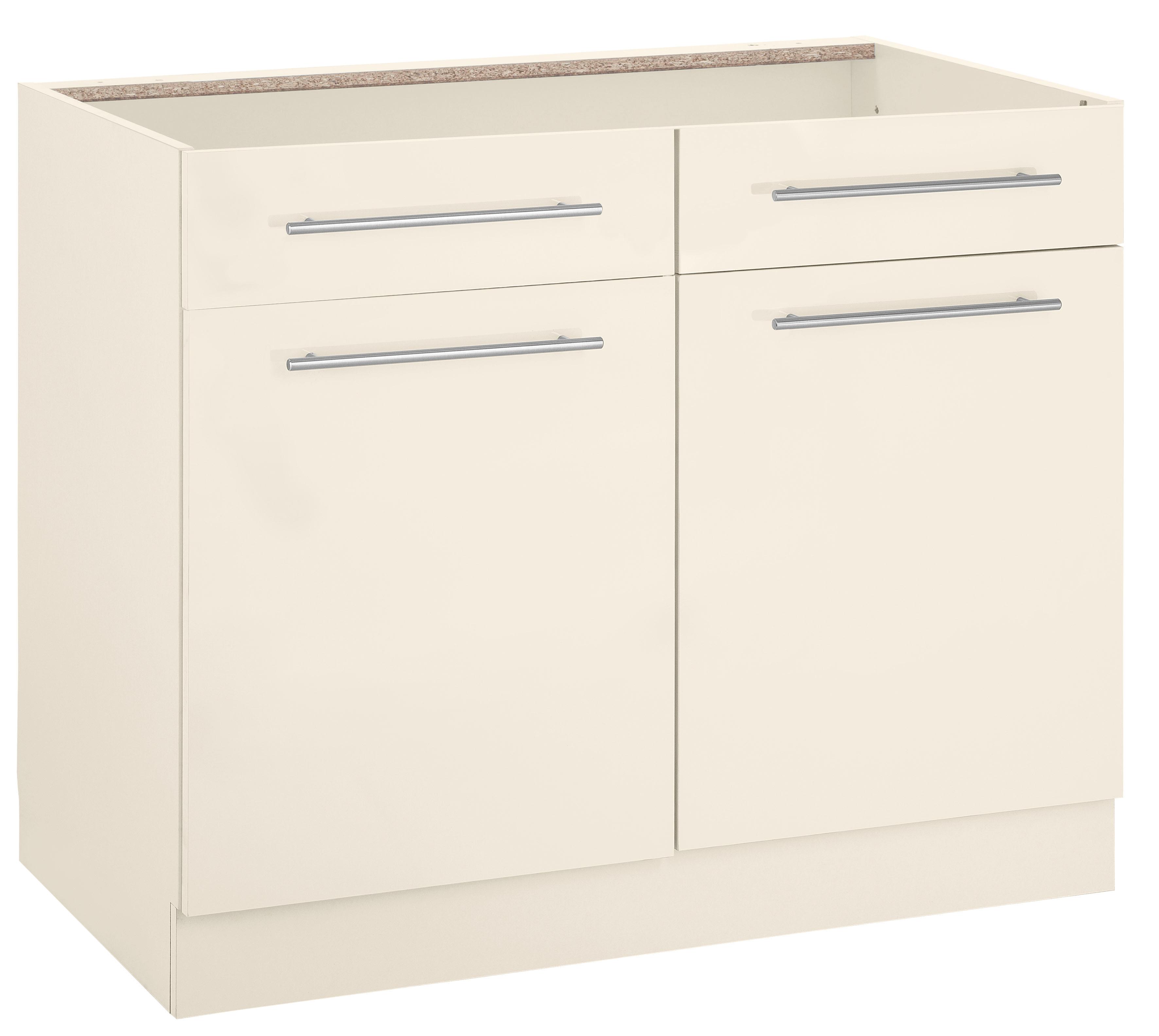 Unterschrank WIHO KÜCHEN "Flexi2", beige (front und korpus: magnolia), B:100cm H:82cm T:57cm, Schränke, Unterschrank, Breite 100 cm