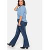 Bootcut-Jeans SHEEGO "Große Größen", Damen, Gr. 112, Langgrößen, blau (blau denim), Obermaterial: 75% Baumwolle, 24% Polyester, 1% Elasthan, unifarben, casual, lang, Jeans, in 5-Pocket-Form, mit Used-Effekten