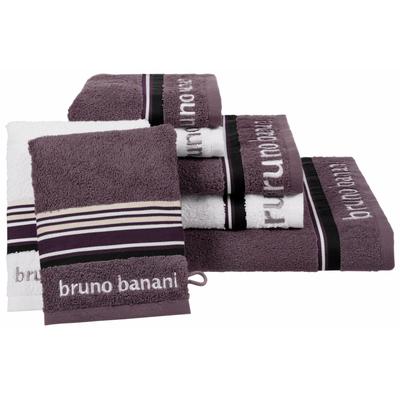 Handtuch Set BRUNO BANANI "Maja, 1 Duschtuch, 2 Handtücher, 2 Gästehandtücher, 2 Waschhandschuhe", braun (anthrazit, weiß), 7 tlg., Walkfrottee, Walkfrottee, Obermaterial: 100% Baumwolle, Handtuch-Sets, mit Bordüre und Markenlogo, 7 teiliges... Image