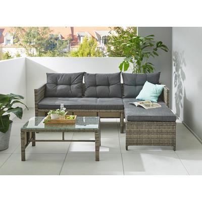 Gartenlounge-Set KONIFERA "Cádiz", braun, Polyrattan, Sitzmöbel-Sets, Gartenmöbel-Set, Tischplatte aus Sicherheitsglas, Balkonset, 3 Personen, Topseller Image