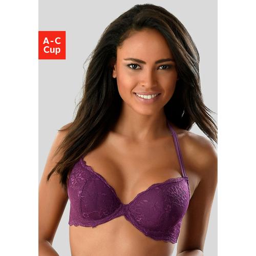 Push-up-BH VIVANCE Gr. 70, Cup B, lila Damen BHs BH Hochzeitsdessous Hochzeitswäsche Push-up-BH Spitzen-BH Spitzenwäsche Spitzen-BHs mit 2 Tragevarianten, Dessous