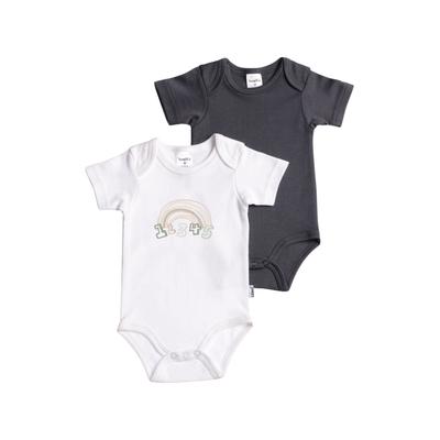 Body LILIPUT "Regenbogen", Baby, Gr. 86/92, EURO-Größen, grau (weiß, anthrazit), 100% Baumwolle, bedruckt, unifarben, casual, kurz, Kurzarm, Bodies, mit praktischen Druckknöpfen