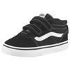 Sneaker VANS "Ward Mid V", Gr. 25, schwarz-weiß (schwarz, weiß), Textil, Leder, unifarben mit Farbeinsatz, sportlich, Schuhe Klettschuh Sneaker low, für Kinder mit Klettverschluss