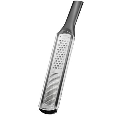 Multireibe GEFU "RAFINO", silber (silberfarben, schwarz), B:4,6cm L:32,4cm T:2,2cm, Edelstahl, Kunststoff, Küchenreiben