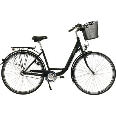 Cityrad HAWK BIKES "City Wave Premium Plus Black" Gr. 48, schwarz, Fahrräder, 48cm, 28 Zoll (71,12cm), für Damen und Herren