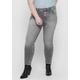 Skinny-fit-Jeans ONLY CARMAKOMA "CARWILLY REG SK ANK JNS" Gr. 42, Länge 32, grau (grey, used) Damen Jeans Röhrenjeans