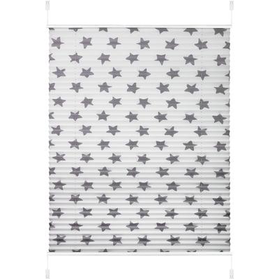 Plissee LÜTTENHÜTT "Stern" Gr. 5, grau, B:80cm H:130cm, Obermaterial: 100% Polyester, Plissees, im Fixmaß, mit Sternen bedruckt Image