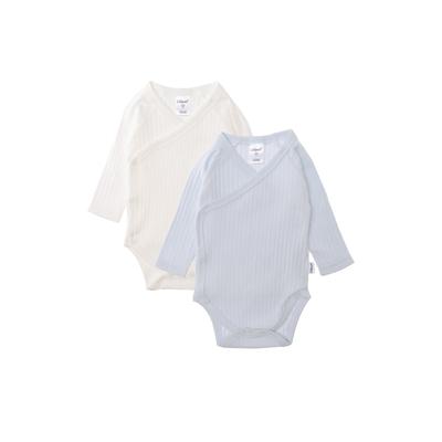 Wickelbody LILIPUT, Baby, Gr. 62/68, EURO-Größen, blau (weiß, hellblau), 95% Baumwolle, 5% Polyester, unifarben, casual, kurz, Langarm, Bodies, aus weichem geripptem Material