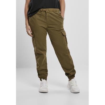 Cargohose URBAN CLASSICS "Urban Classics Damen Ladies High Waist Cargo Jogging Pants", Damen, Gr. XXL, US-Größen, grün (summerolive), 98% Baumwolle, 2% Elasthan, unifarben, normal, Hosen Image