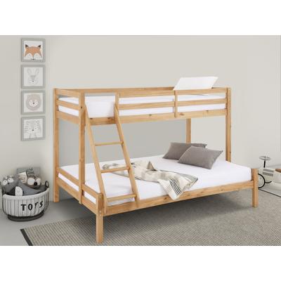 Kinderbett LÜTTENHÜTT "Alpi", beige (natur gebeizt, gewachst), B:151cm H:45,5cm L:208cm, Betten, mit 2 Schlafgelegenheiten, inklusive Lattenrost und Leiter
