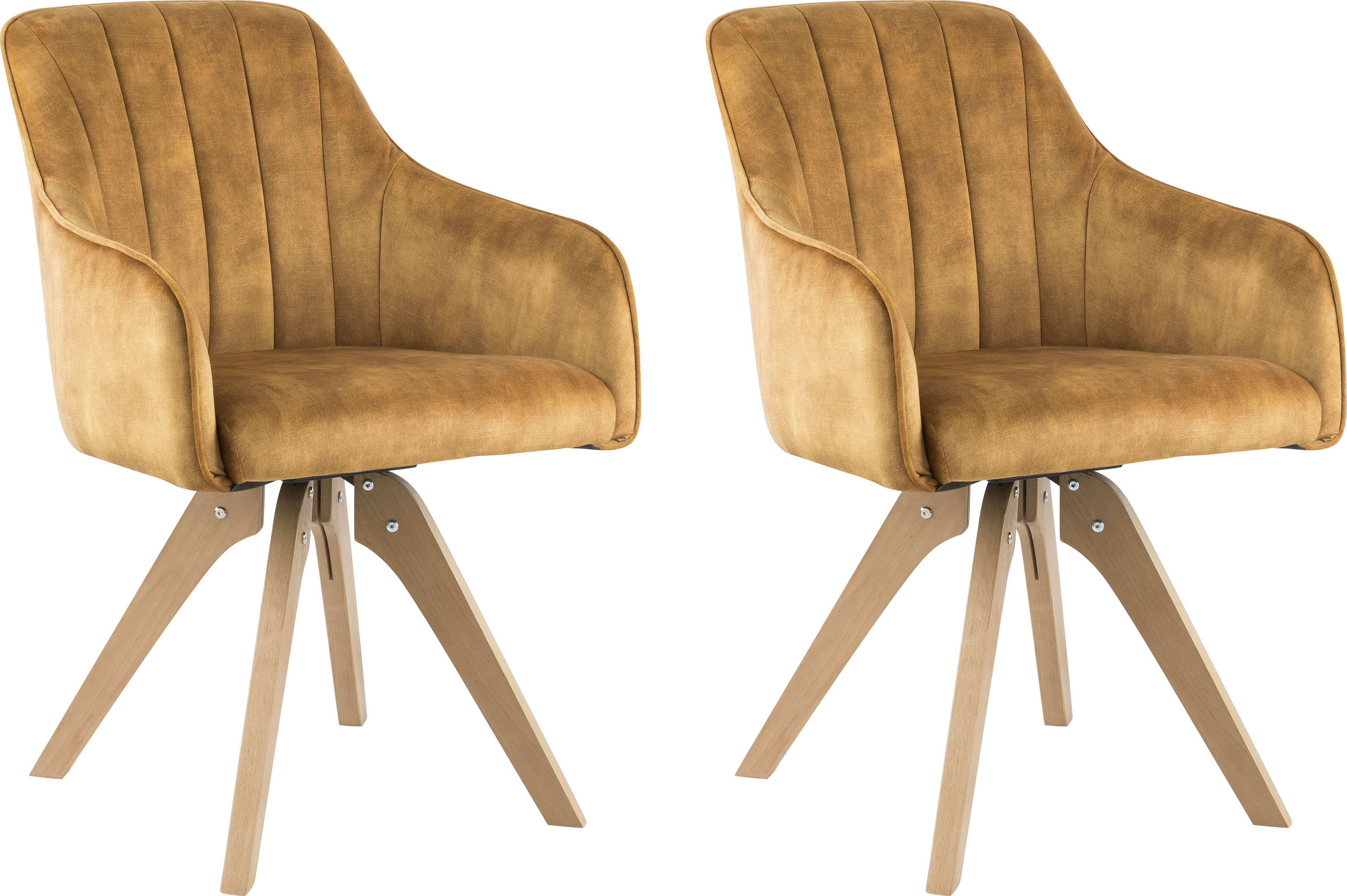 Drehstuhl HOME AFFAIRE "Sa Calobra", gelb (curry, eichefarben), B:58cm H:86cm T:46cm, Stühle, Drehstuhl, mit Rückensteppung