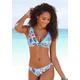 Triangel-Bikini-Top LASCANA "Malia" Gr. 38, Cup A/B, blau (hellblau, bedruckt) Damen Bikini-Oberteile Ocean Blue mit tropischem Print