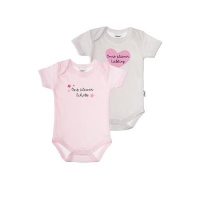 Body LILIPUT "Opis kleiner Schatz", Baby, Gr. 74/80, EURO-Größen, rosa (rosa, grau), 100% Baumwolle, bedruckt, normal, Rundhals, Kurzarm, Bodies, mit praktischen Druckknöpfen