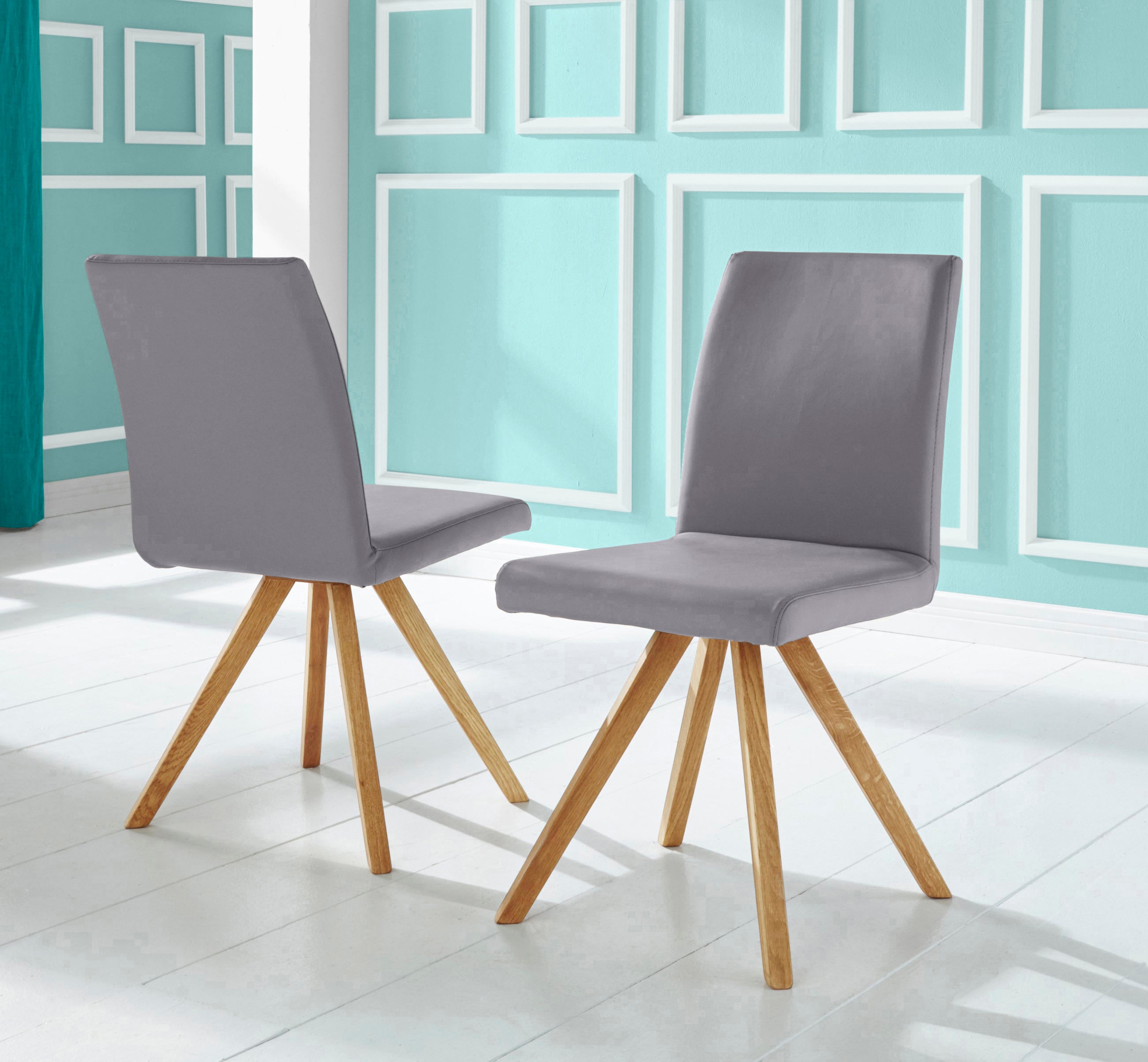 Schalenstuhl HOME AFFAIRE "Rio", grau (grau, eiche natur geölt), B:46cm H:91cm T:63cm, Stühle, Bezug in Kunstleder oder Strukturstoff und das Gestell ist Eiche geölt