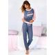 Pyjama ARIZONA Gr. 44/46, blau (blau, meliert) Damen Homewear-Sets Pyjamas