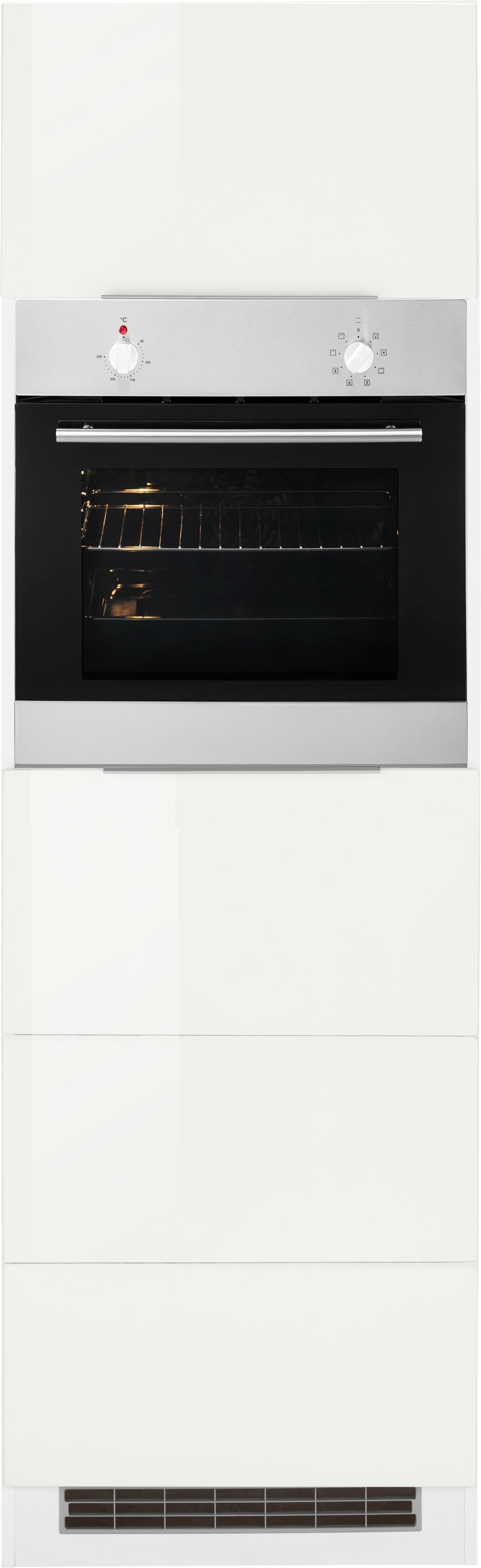 Backofenumbauschrank KOCHSTATION "KS-Brindisi", weiß (weiß hochglanz, weiß), B:60cm H:200cm T:60cm, MDF, Schränke, 60 cm breit, 200 cm hoch, viel Stauraum Image