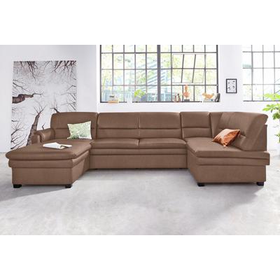 Wohnlandschaft SIT & MORE "Pisa U-Form", braun, B:319cm H:89cm T:168cm, Flachgewebe (100% Polyester), Luxus-Microfaser1 (100% Polyester), Luxus Microfaser2 (90% Polyester, 10% Polyamid), Sofas, mit Federkern, wahlweise mit Bettfunktion Image