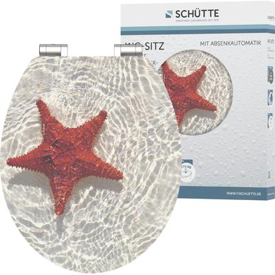WC-Sitz SCHÜTTE "RED STARFISH", bunt, B:370cm L:430cm, MDF - Mitteldichte Holzfaserplatte, Holz, WC-Sitze, High Gloss mit MDF Holzkern, mit Absenkautomatik
