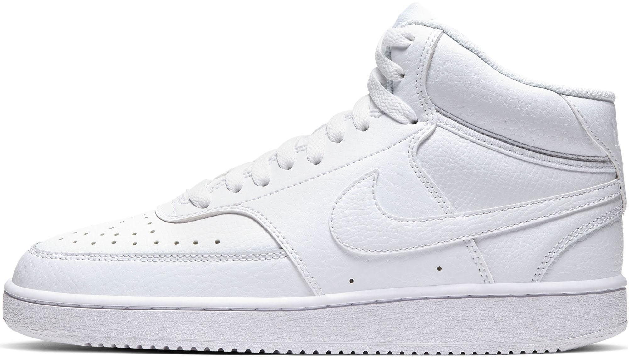 Sneaker NIKE SPORTSWEAR "Wmns Court Vision Mid", Damen, Gr. 38, weiß, Leder, Schuhe Sneaker, Design auf den Spuren des Air Force 1