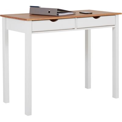 Schreibtisch INOSIGN "Gava" Tische Gr. B/H/T: 100 cm x 80 cm x 50 cm, weiß (weiß, naturfarben, weiß, naturfarben) Büroschreibtisch Holz-Schreibtische Schreibtisch Schreibtische Tisch