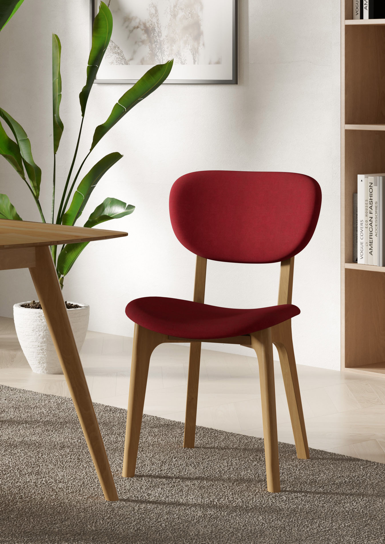 Stuhl INOSIGN "COZY Made in Italy", rot (bordeaux, buche), B:50cm H:88cm T:62cm, Polyester, Stühle, Polsterstuhl Esszimmerstuhl 4-Fuß-Stuhl, Gestell in Buche, Kirsch- oder Nussbaum, Massivholz, Design Stuhl