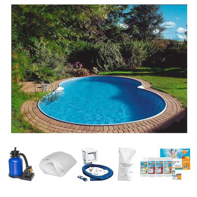 Achtformpool CLEAR POOL "Premium Mallorca", weiß, B:300cm H:120cm L:470cm, Schwimmbecken, inkl. umfangreichem Zubehör BxLxH: 300x470x120 cm