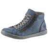 Schnürboots RIEKER, Damen, Gr. 42, blau (stahlblau), Lederimitat, unifarben, sportlich, Schuhe, Schnürstiefelette, Casual-Boots mit Reißverschluss außen, Topseller