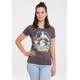 T-Shirt LOGOSHIRT "Print DC Comics Wonder Woman Stars" Gr. M, grau (dunkelgrau) Damen Shirts Longshirts