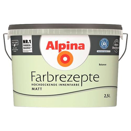 „ALPINA Wand- und Deckenfarbe „“Farbrezepte Balance““ Farben Helles Grün, matt, 2,5 Liter Gr. 2,5 l 2500 ml, grün (helles grün) Wandfarbe bunt“