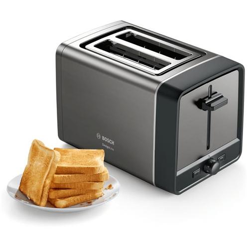 „BOSCH Toaster „“TAT5P425DE DesignLine““ grau (grau, schwarz) Toaster“