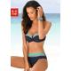 Bandeau-Bikini-Top LASCANA "Monroe" Gr. 42, Cup D, bunt (marine, türkis) Damen Bikini-Oberteile Ocean Blue