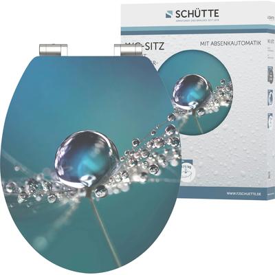 WC-Sitz SCHÜTTE "Water Drop", blau (türkis), B:370cm L:430cm, MDF - Mitteldichte Holzfaserplatte, WC-Sitze, High Gloss mit MDF Holzkern, mit Absenkautomatik