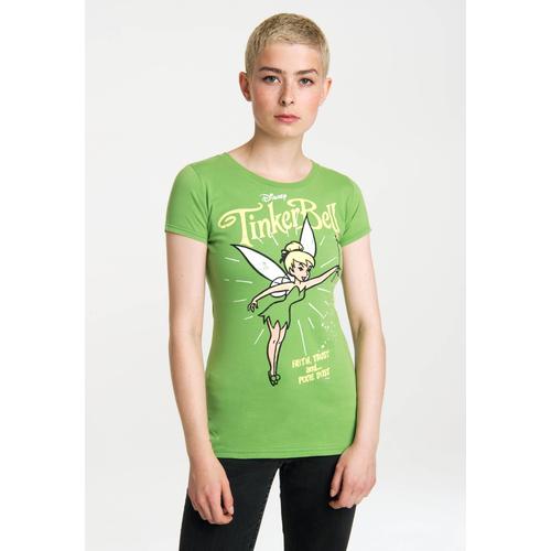 „T-Shirt LOGOSHIRT „“Tinkerbell Pixie Dust““ Gr. XS, grün Damen Shirts Print mit schönem Disneymotiv“