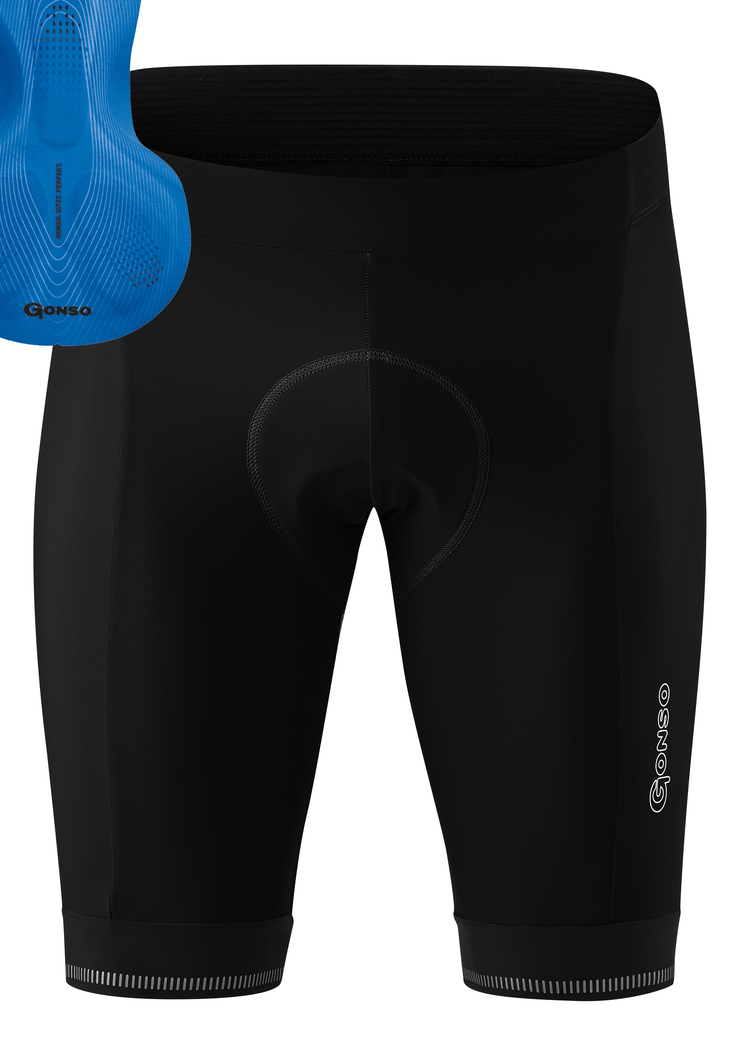 Fahrradhose GONSO "SITIVO M 0", Herren, Gr. XXL, Normalgrößen, schwarz (blau), 65% Polyamid, 35% Elastan, Hosen, Herren Radhose mit innovativem Sitzpolsterkonzept Image