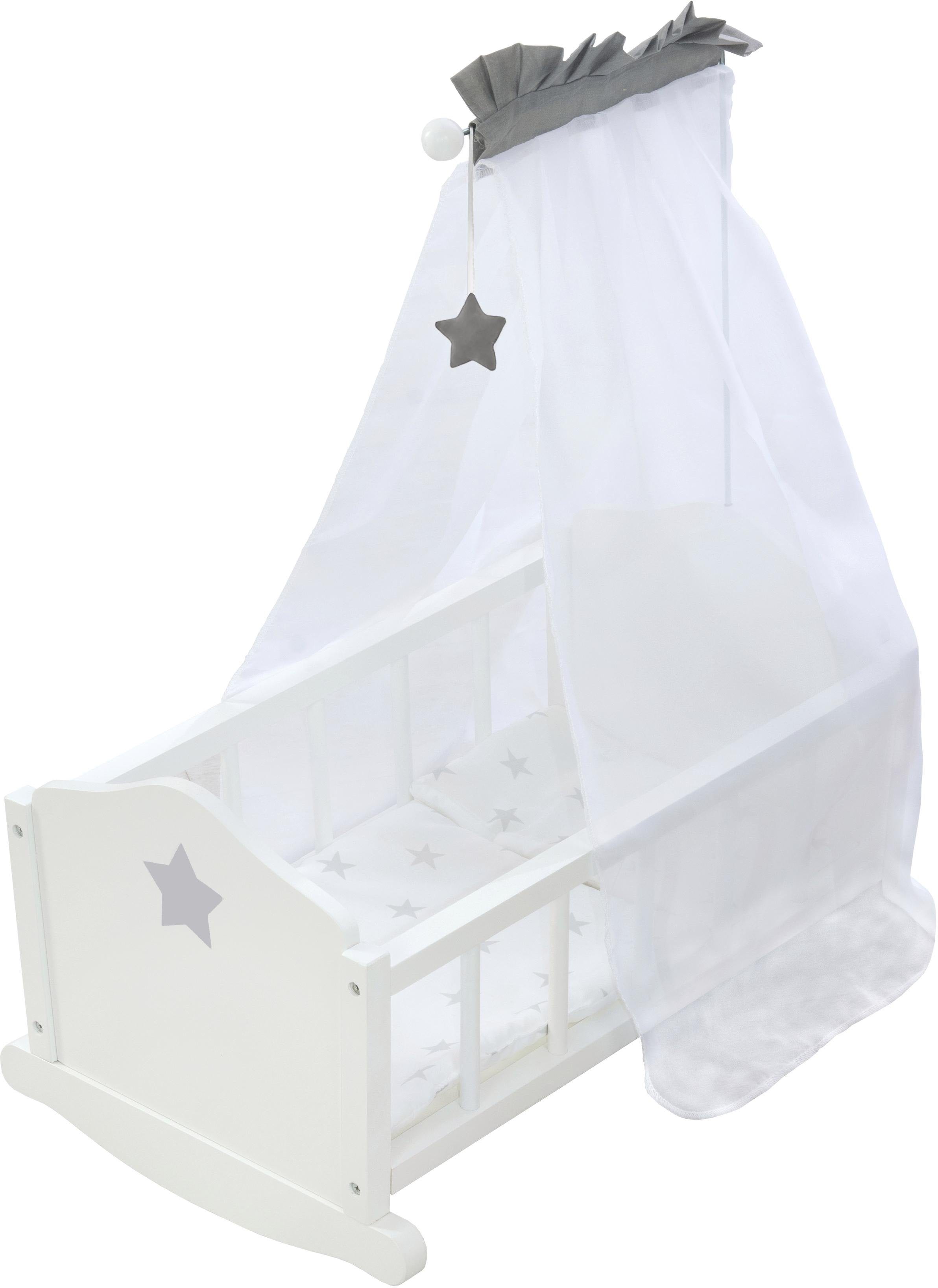 Puppenwiege ROBA "Stella", weiß, Puppenmöbel, KinderB:35cm H:68cm T:52cm, B:35cm H:68cm T:52cm