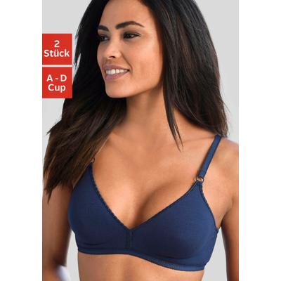 Bralette-BH PETITE FLEUR, Damen, Gr. 70, Cup D, blau (marine, weiß), Jersey, Obermaterial: 95% Baumwolle, 5% Elasthan, B