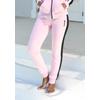 Sweathose BENCH. LOUNGEWEAR, Damen, Gr. 52/54, N-Gr, rosa (rosa, schwarz), Jersey, Interlock, Obermaterial: 60% Baumwolle, 40% Polyester, unifarben mit Farbeinsatz, casual, bequem lang, Hosen, mit Seitenstreifen und schmalem Bein, Loungeanzug