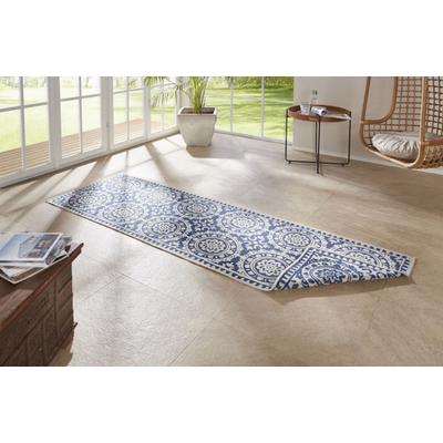 Läufer HANSE HOME "Jardin" Gr. 12, beige (creme, blau), B:80cm H:5mm L:250cm, Polypropylen (PP), Teppiche, Wendeteppich, In-& Outdoor, Vintage, Balkon, Garten, Wohnzimmer, Flur Image