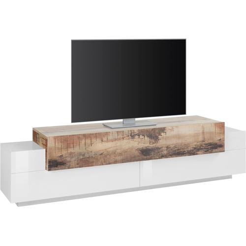 „Lowboard TECNOS „“Coro““ Sideboards Gr. B/H/T: 200 cm x 51,6 cm x 45 cm, weiß (weiß hochglanz, ahornfarben) Lowboards Breite 200 cm“